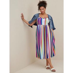 Torrid Midi Challis Skater Dress multi color size 1